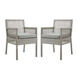 Aura Dining Armchair Outdoor Patio Wicker Rattan Set of 2 - Modern Coastal & Weather-Resistant