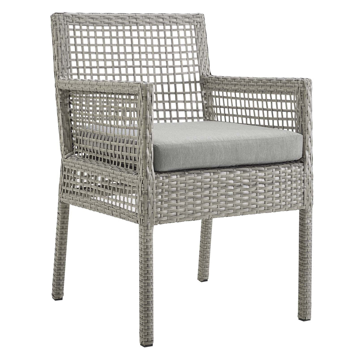 Aura Dining Armchair Outdoor Patio Wicker Rattan Set of 2 - Modern Coastal & Weather-Resistant