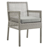 Aura Dining Armchair Outdoor Patio Wicker Rattan Set of 2 - Modern Coastal & Weather-Resistant