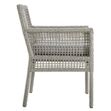 Aura Dining Armchair Outdoor Patio Wicker Rattan Set of 2 - Modern Coastal & Weather-Resistant