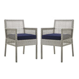 Aura Dining Armchair Outdoor Patio Wicker Rattan Set of 2 - Modern Coastal & Weather-Resistant
