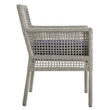 Aura Dining Armchair Outdoor Patio Wicker Rattan Set of 2 - Modern Coastal & Weather-Resistant