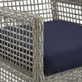 Aura Dining Armchair Outdoor Patio Wicker Rattan Set of 2 - Modern Coastal & Weather-Resistant
