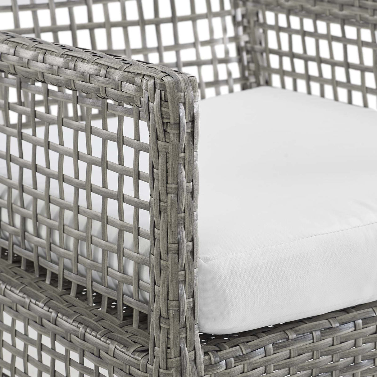 Aura Dining Armchair Outdoor Patio Wicker Rattan Set of 2 - Modern Coastal & Weather-Resistant