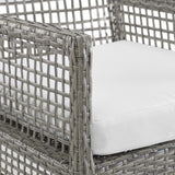 Aura Dining Armchair Outdoor Patio Wicker Rattan Set of 2 - Modern Coastal & Weather-Resistant