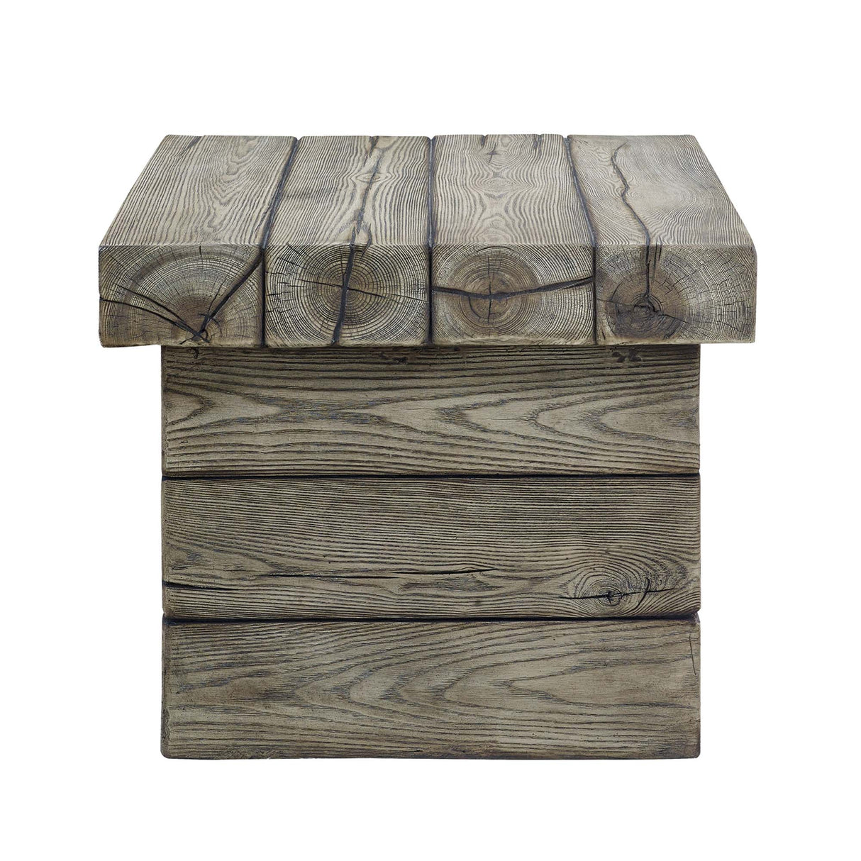 Manteo Rustic Coastal Outdoor Patio Side Table - Modern Driftwood Finish & Weather-Resistant End Table