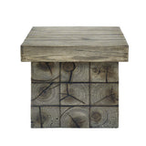 Manteo Rustic Coastal Outdoor Patio Side Table - Modern Driftwood Finish & Weather-Resistant End Table