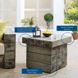 Manteo Rustic Coastal Outdoor Patio Side Table - Modern Driftwood Finish & Weather-Resistant End Table