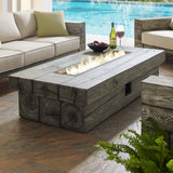 Manteo 70" Rectangular Outdoor Patio Fire Pit Table - Rustic Coastal & Weather-Resistant