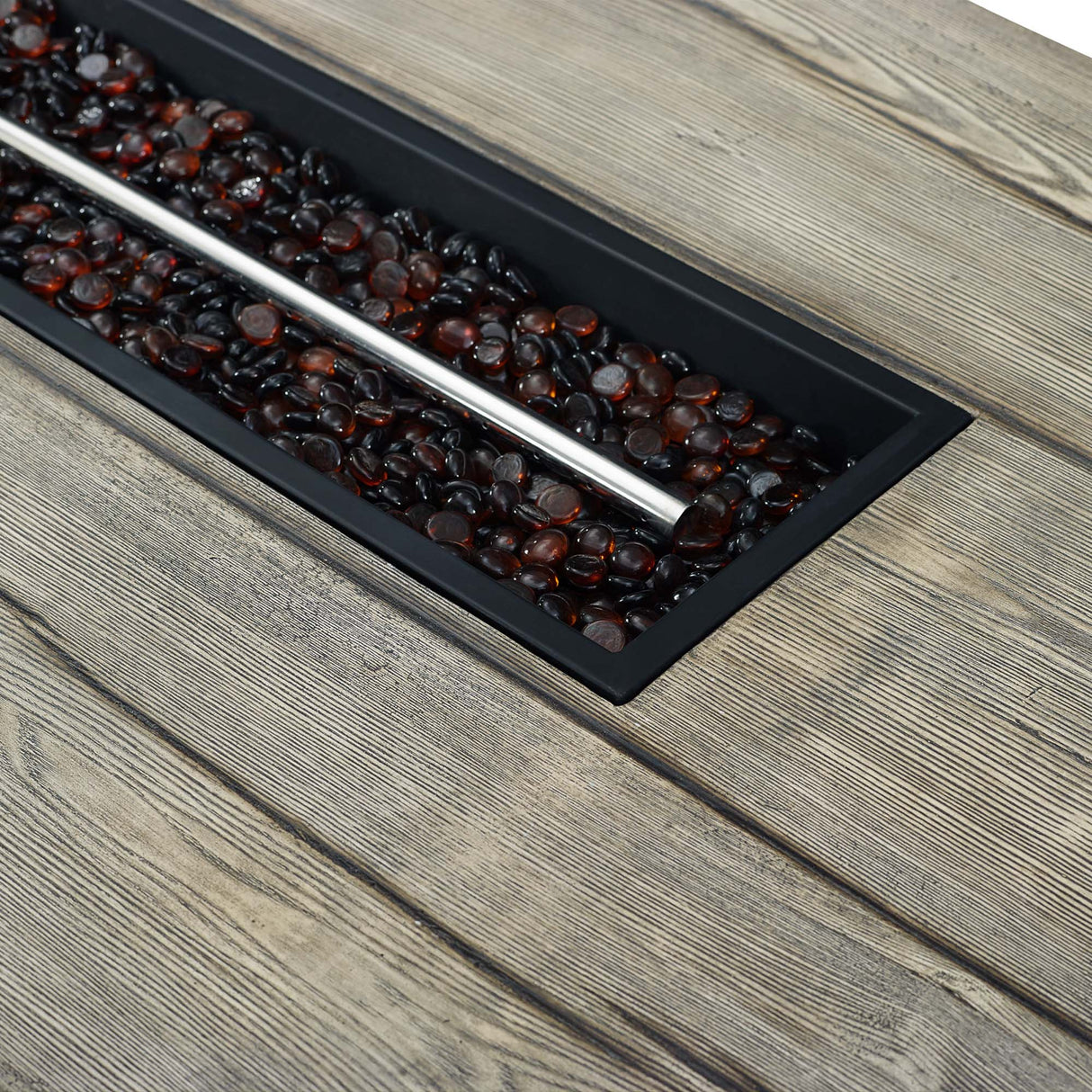 Manteo 70" Rectangular Outdoor Patio Fire Pit Table - Rustic Coastal & Weather-Resistant