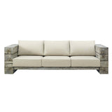 Manteo Rustic Coastal Outdoor Patio Sunbrella® Sofa - Driftwood Finish & Weather-Resistant Seating