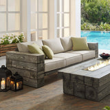 Manteo Rustic Coastal Outdoor Patio Sunbrella® Sofa - Driftwood Finish & Weather-Resistant Seating