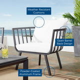 Riverside Outdoor Patio Aluminum Armchair - Coastal Modern & All-Weather Poolside Seating