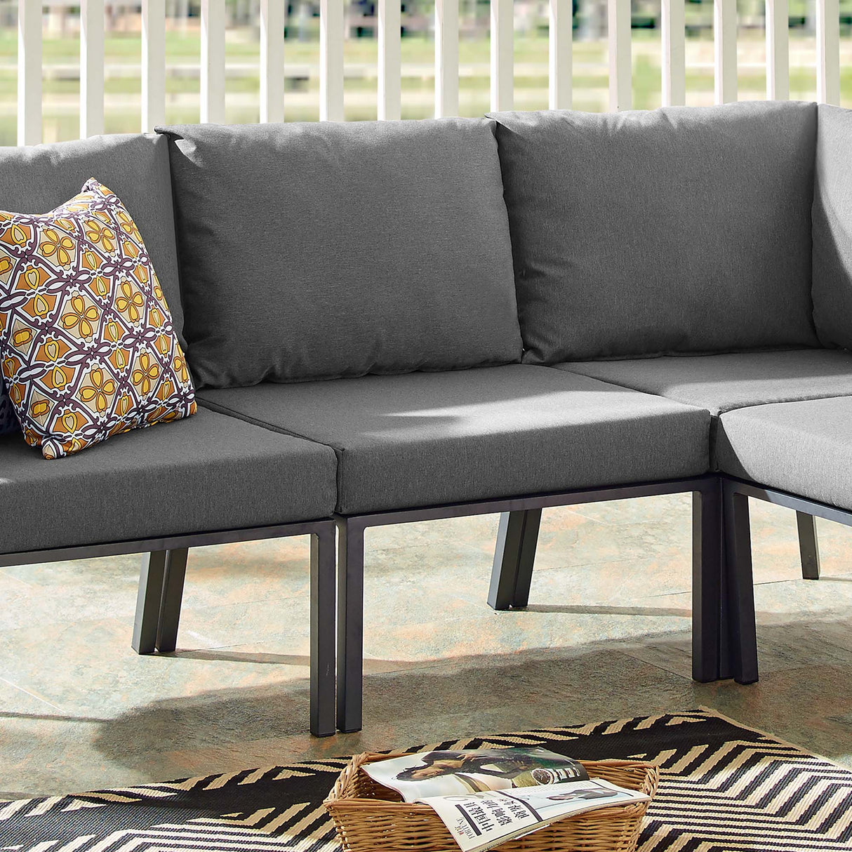 Riverside Outdoor Patio Aluminum Armless Chair - Coastal Modern & Modular Seating