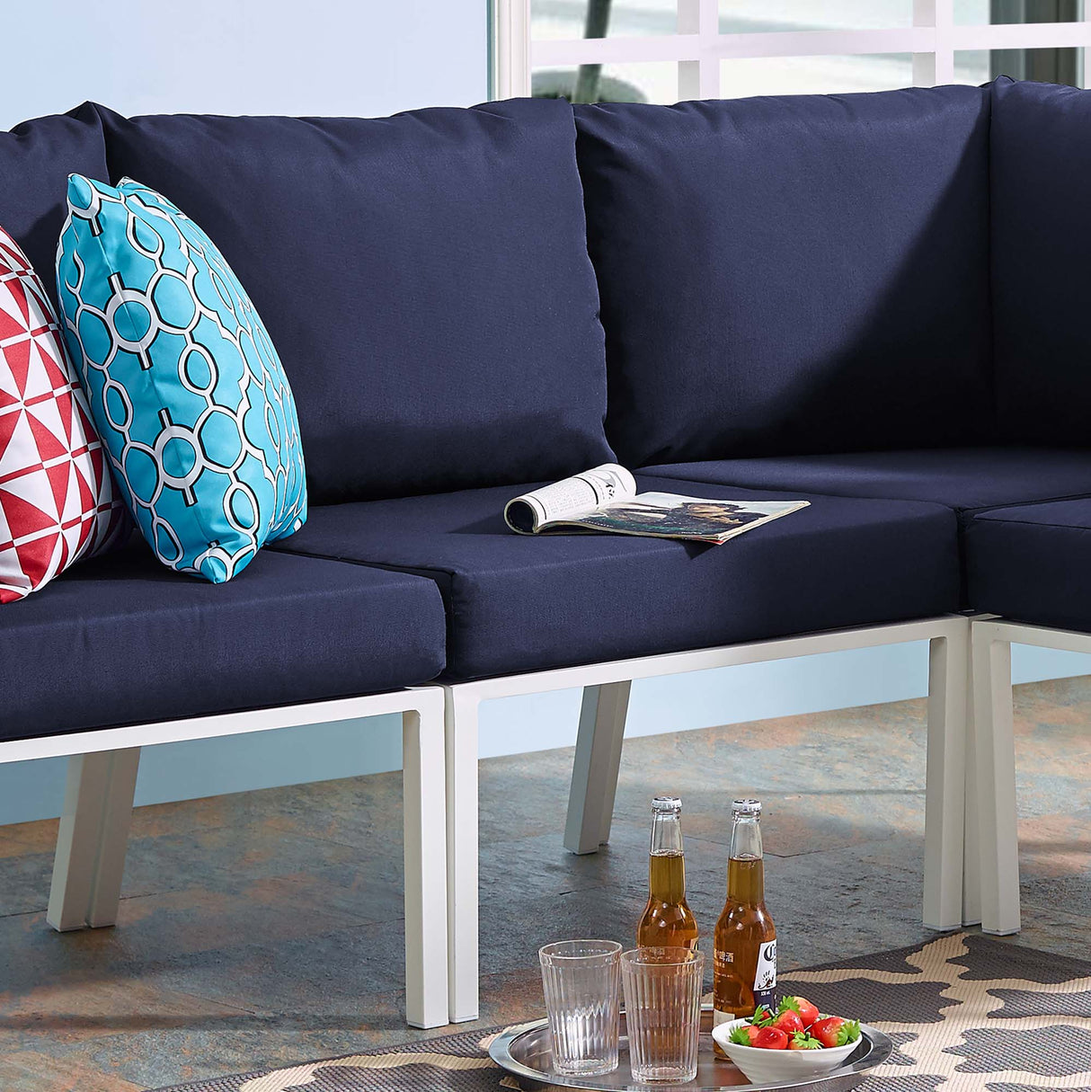Riverside Outdoor Patio Aluminum Armless Chair - Coastal Modern & Modular Seating