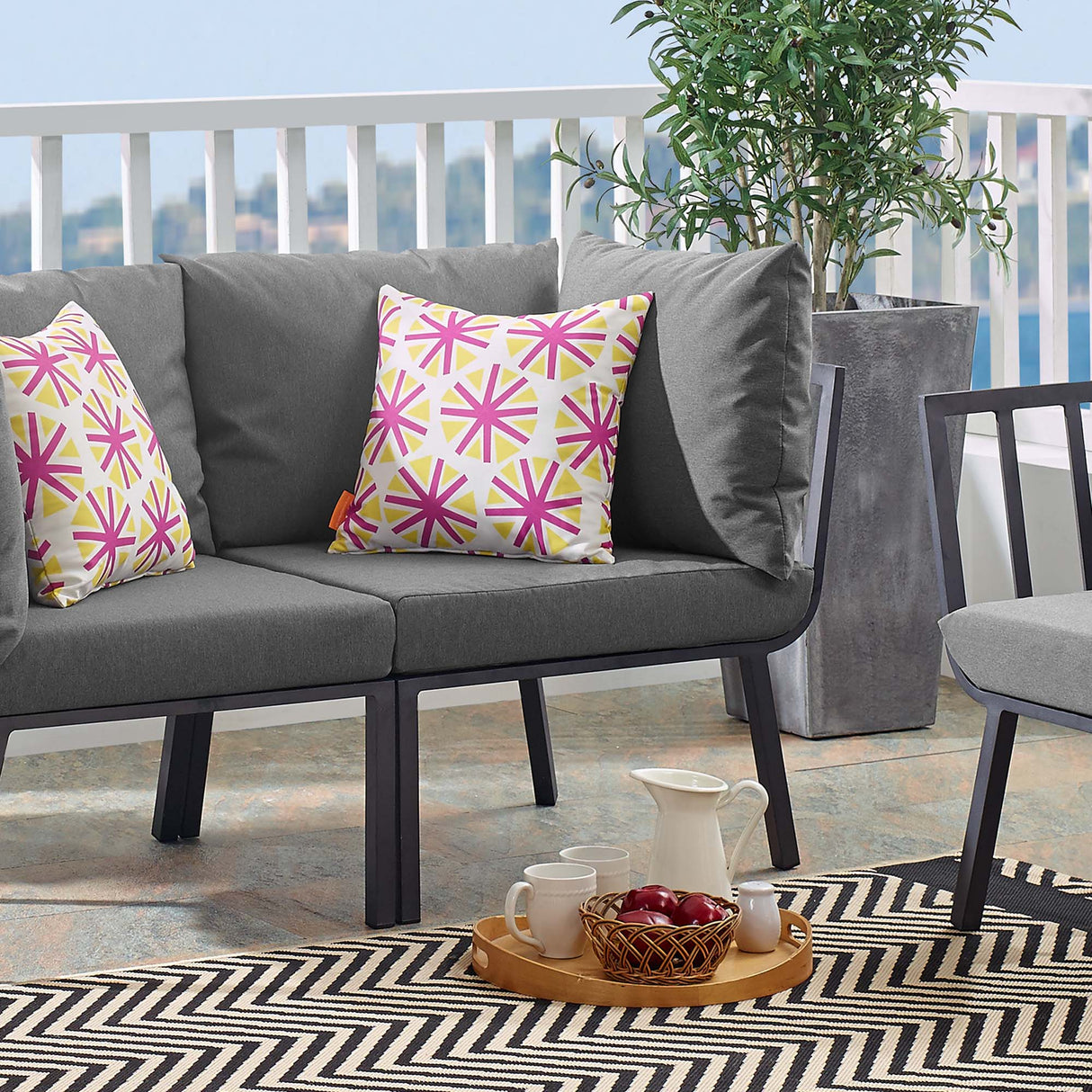 Riverside Outdoor Patio Aluminum Corner Chair - Coastal Modern & Modular Sectional Component