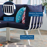 Riverside Outdoor Patio Aluminum Corner Chair - Coastal Modern & Modular Sectional Component