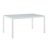 Raleigh 59" Outdoor Patio Aluminum Dining Table - Modern Coastal & Weather-Resistant