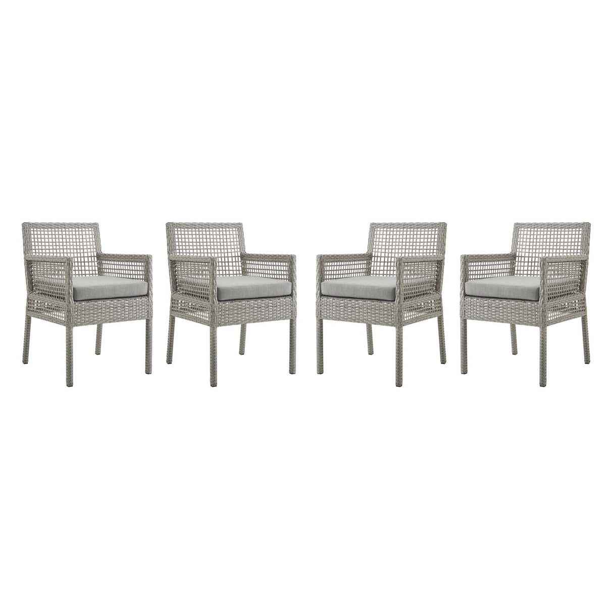 Aura Dining Armchair Outdoor Patio Wicker Rattan Set of 4 - Modern Coastal & Weather-Resistant