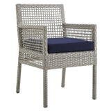 Aura Dining Armchair Outdoor Patio Wicker Rattan Set of 4 - Modern Coastal & Weather-Resistant