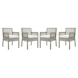 Aura Dining Armchair Outdoor Patio Wicker Rattan Set of 4 - Modern Coastal & Weather-Resistant