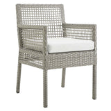 Aura Dining Armchair Outdoor Patio Wicker Rattan Set of 4 - Modern Coastal & Weather-Resistant