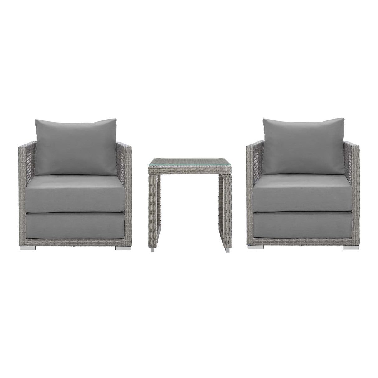 Aura 3 Piece Outdoor Patio Wicker Rattan Set - Modern Coastal & Weather-Resistant