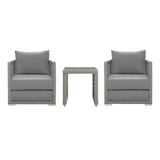 Aura 3 Piece Outdoor Patio Wicker Rattan Set - Modern Coastal & Weather-Resistant