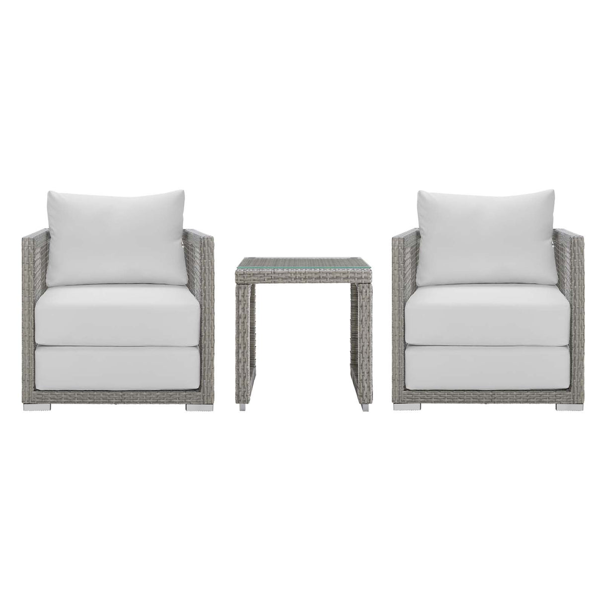 Aura 3 Piece Outdoor Patio Wicker Rattan Set - Modern Coastal & Weather-Resistant