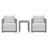 Aura 3 Piece Outdoor Patio Wicker Rattan Set - Modern Coastal & Weather-Resistant