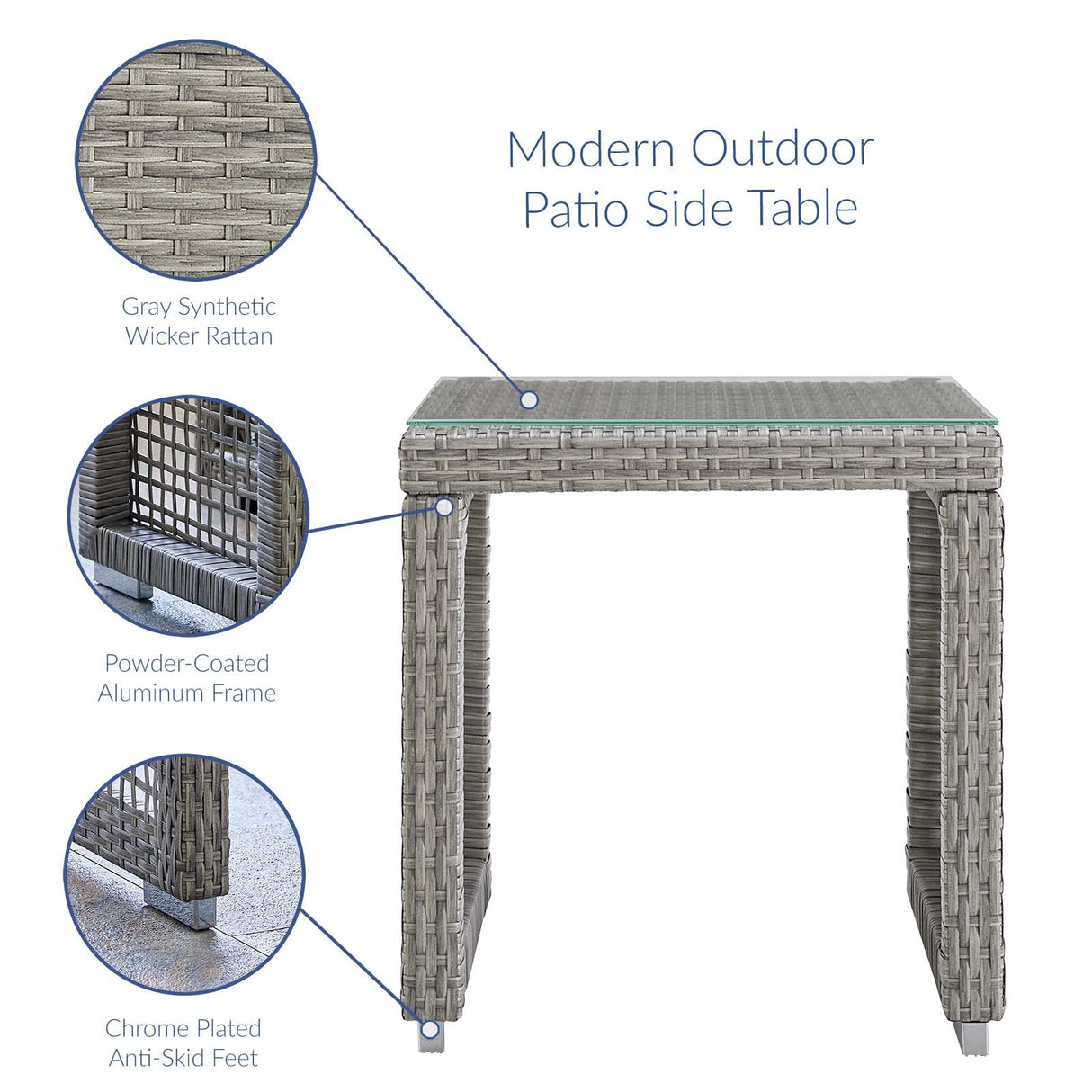 Aura 3 Piece Outdoor Patio Wicker Rattan Set - Modern Coastal & Weather-Resistant