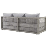 Aura 4 Piece Outdoor Patio Wicker Rattan Set - Modern Coastal & Weather-Resistant