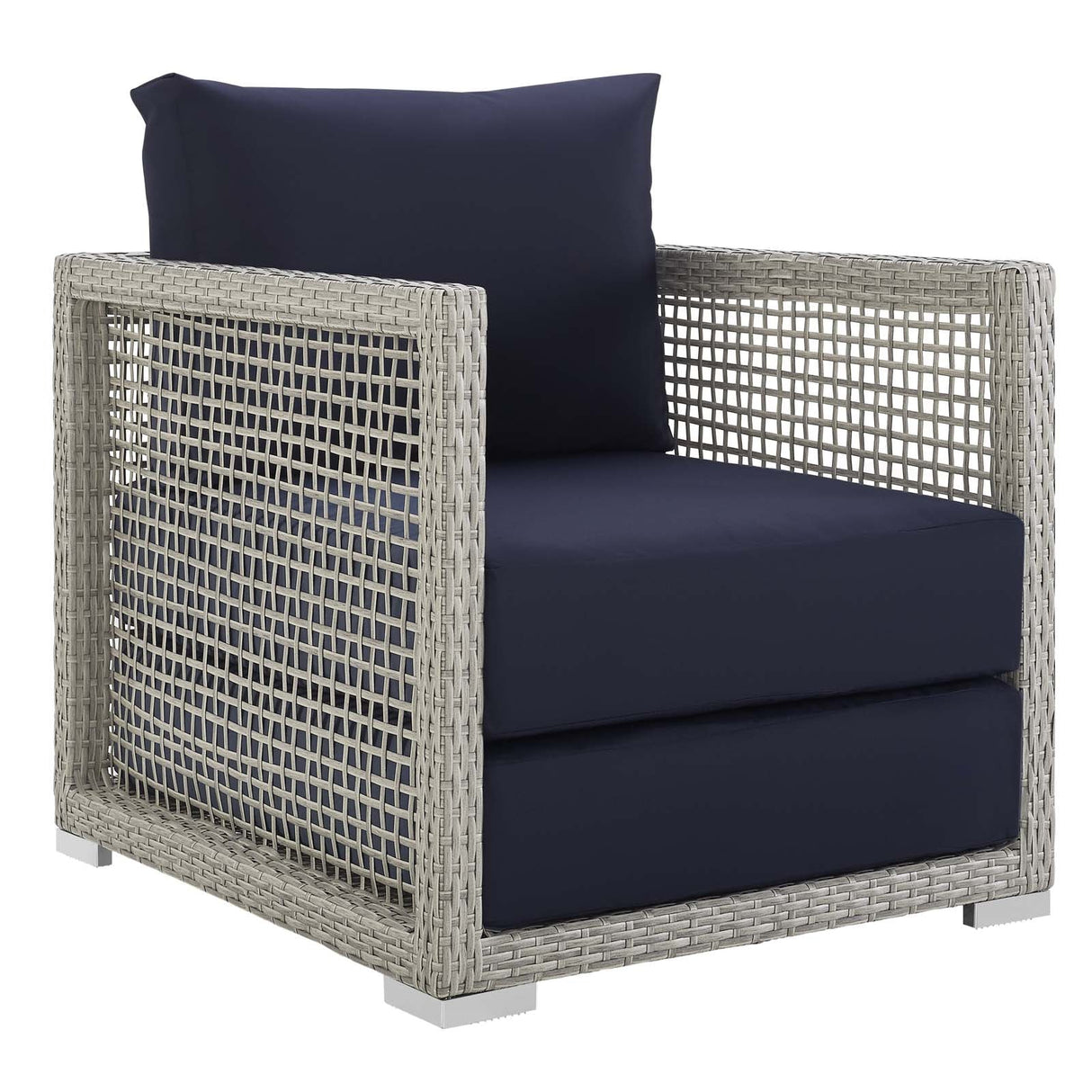 Aura 4 Piece Outdoor Patio Wicker Rattan Set - Modern Coastal & Weather-Resistant