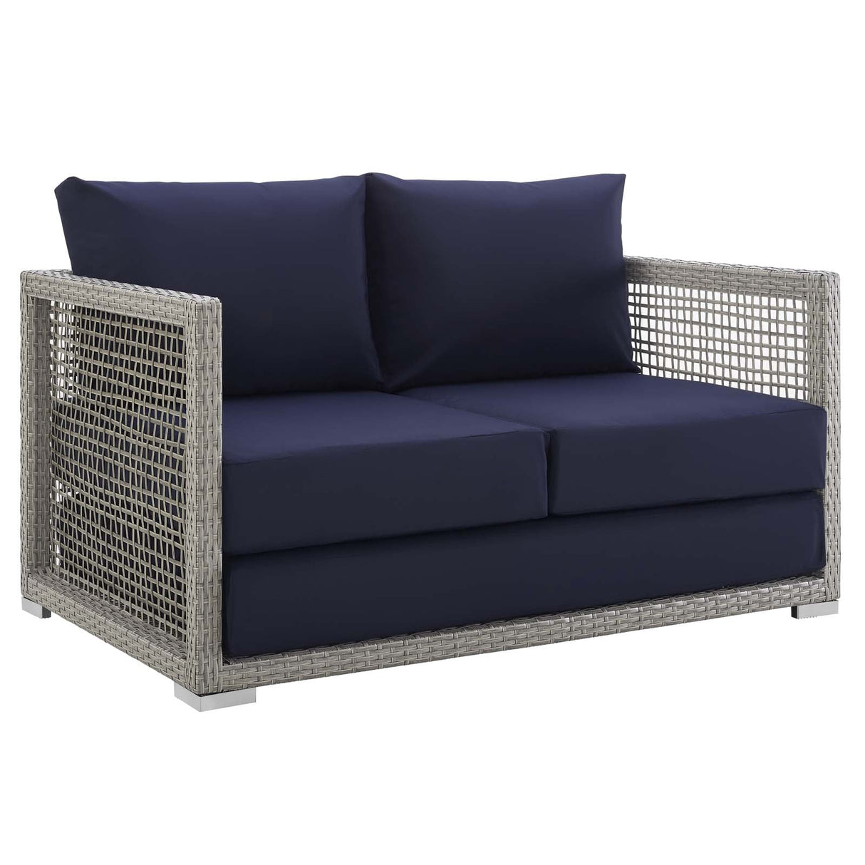 Aura 4 Piece Outdoor Patio Wicker Rattan Set - Modern Coastal & Weather-Resistant