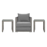 Aura 3 Piece Outdoor Patio Wicker Rattan Set - Contemporary Coastal & Weather-Resistant