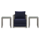 Aura 3 Piece Outdoor Patio Wicker Rattan Set - Contemporary Coastal & Weather-Resistant