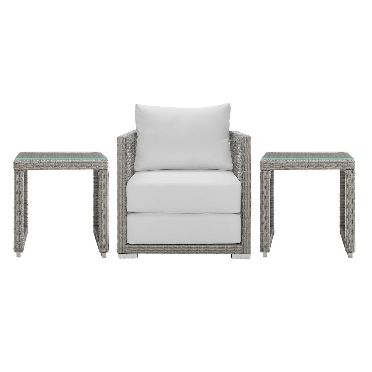 Aura 3 Piece Outdoor Patio Wicker Rattan Set - Contemporary Coastal & Weather-Resistant