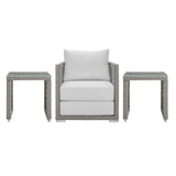 Aura 3 Piece Outdoor Patio Wicker Rattan Set - Contemporary Coastal & Weather-Resistant