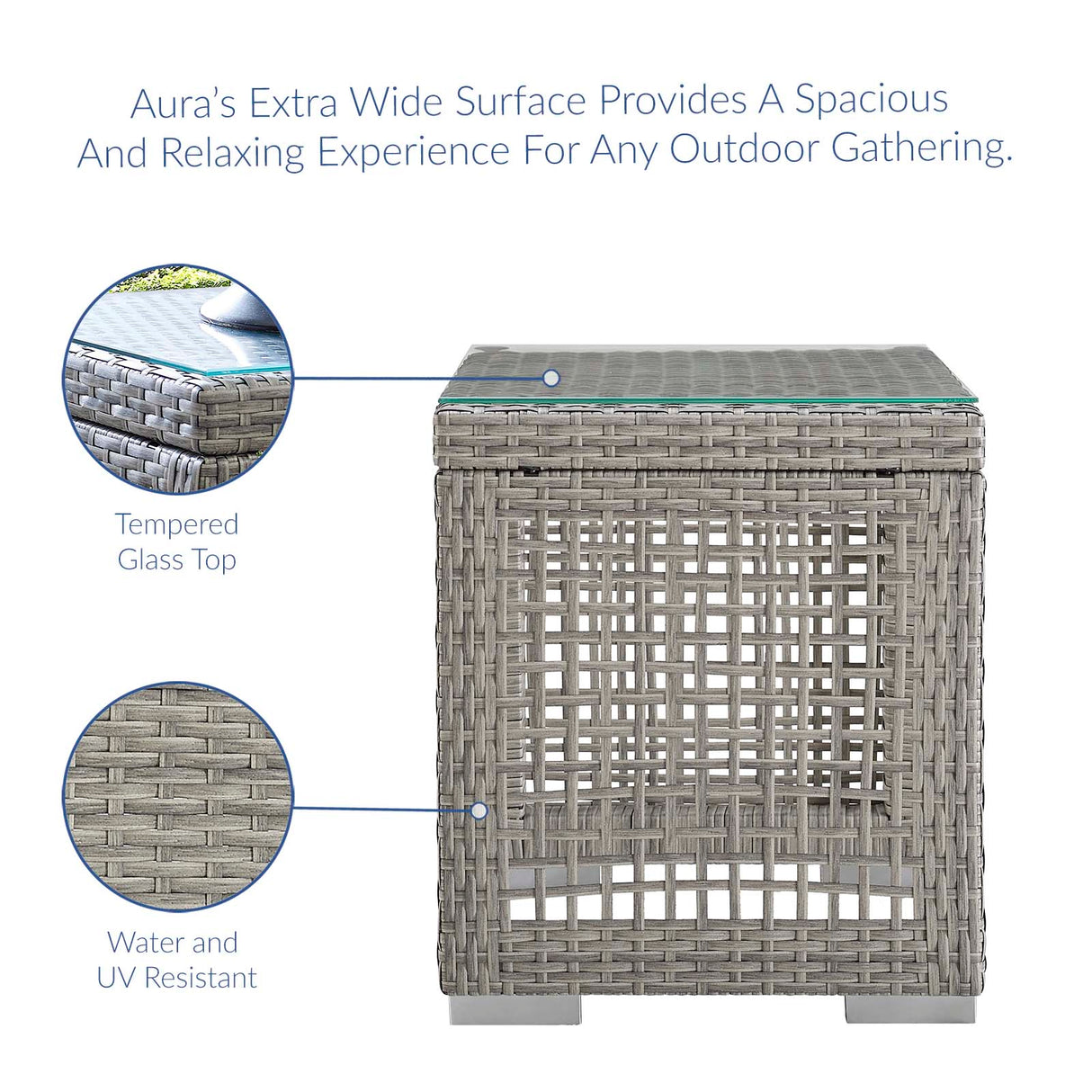 Aura 3 Piece Outdoor Patio Wicker Rattan Set - Contemporary Coastal & Weather-Resistant
