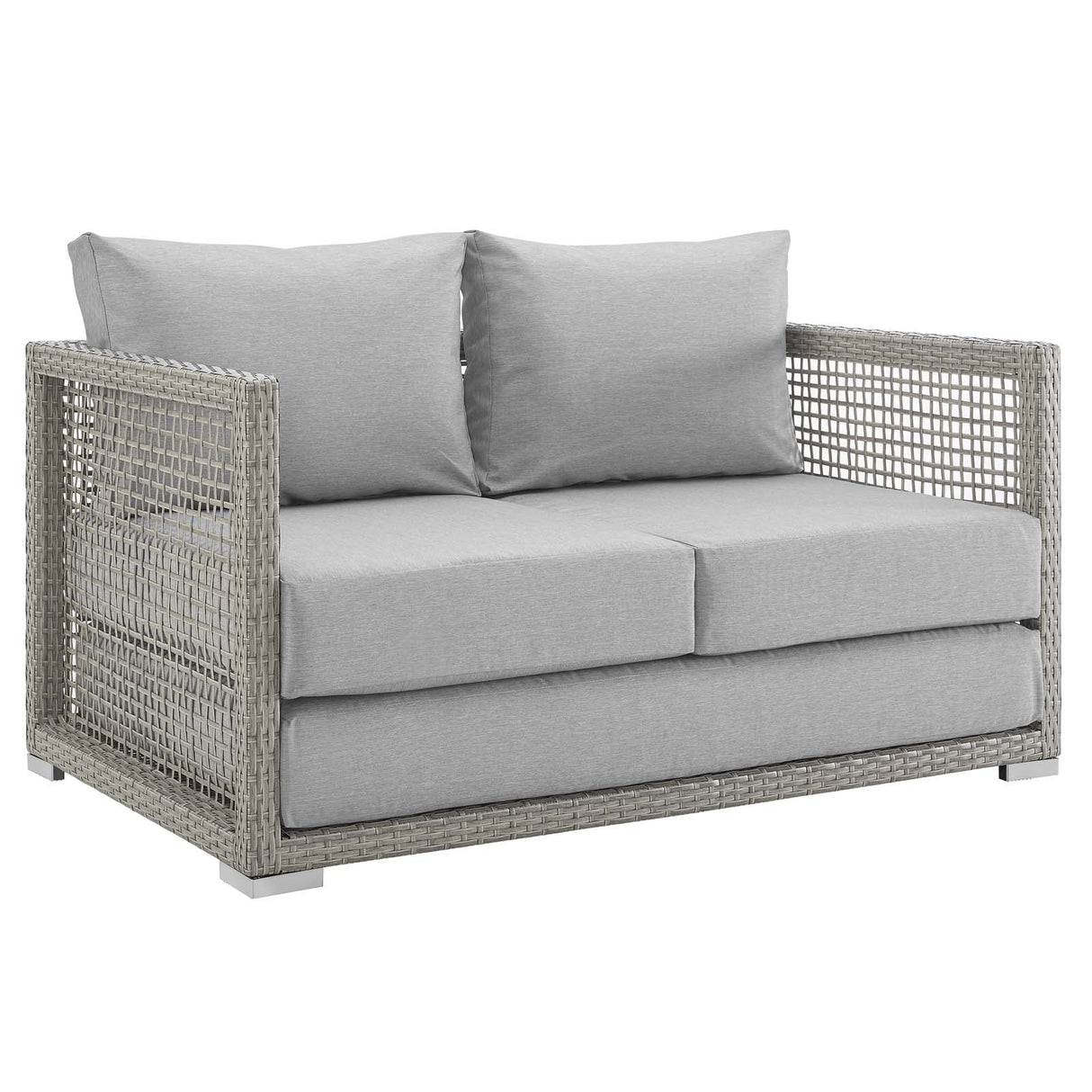 Aura 3 Piece Outdoor Patio Wicker Rattan Set - Modern Coastal & Weather-Resistant