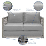 Aura 3 Piece Outdoor Patio Wicker Rattan Set - Modern Coastal & Weather-Resistant