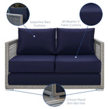 Aura 3 Piece Outdoor Patio Wicker Rattan Set - Modern Coastal & Weather-Resistant