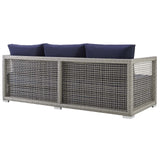 Aura 3 Piece Outdoor Patio Wicker Rattan Set - Modern Coastal & Weather-Resistant