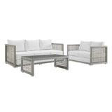 Aura 3 Piece Outdoor Patio Wicker Rattan Set - Modern Coastal & Weather-Resistant