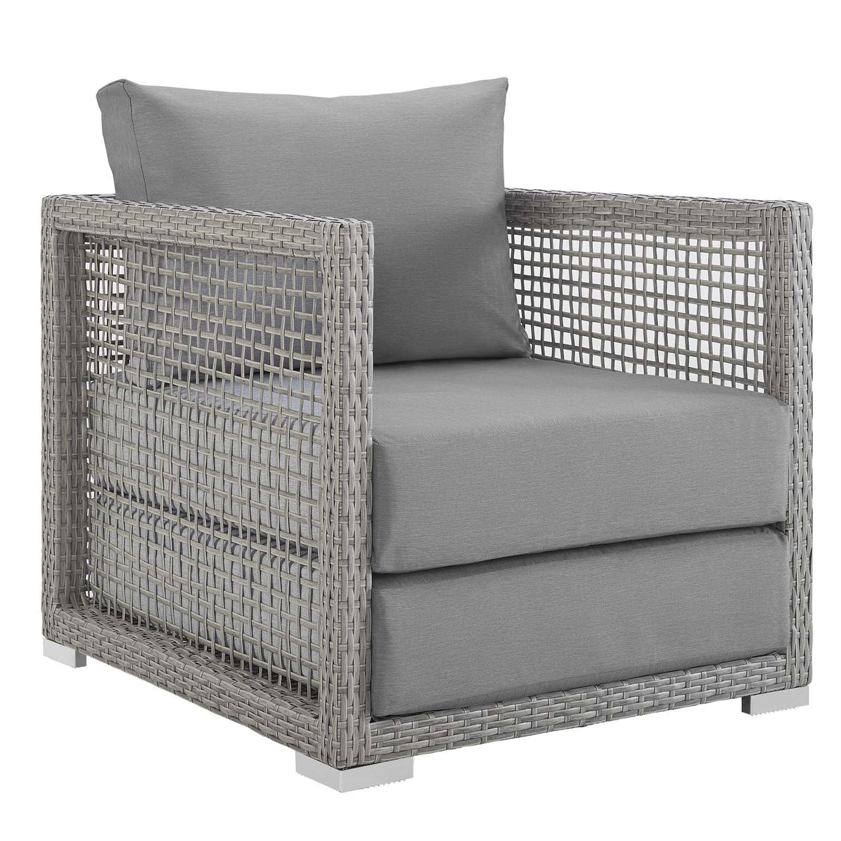 Aura 3 Piece Outdoor Patio Wicker Rattan Set - Modern Coastal & Weather-Resistant Lounge