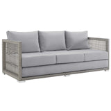 Aura 3 Piece Outdoor Patio Wicker Rattan Set - Modern Coastal & Weather-Resistant Lounge