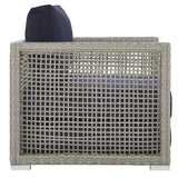 Aura 3 Piece Outdoor Patio Wicker Rattan Set - Modern Coastal & Weather-Resistant Lounge