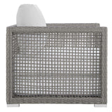 Aura 3 Piece Outdoor Patio Wicker Rattan Set - Modern Coastal & Weather-Resistant Lounge