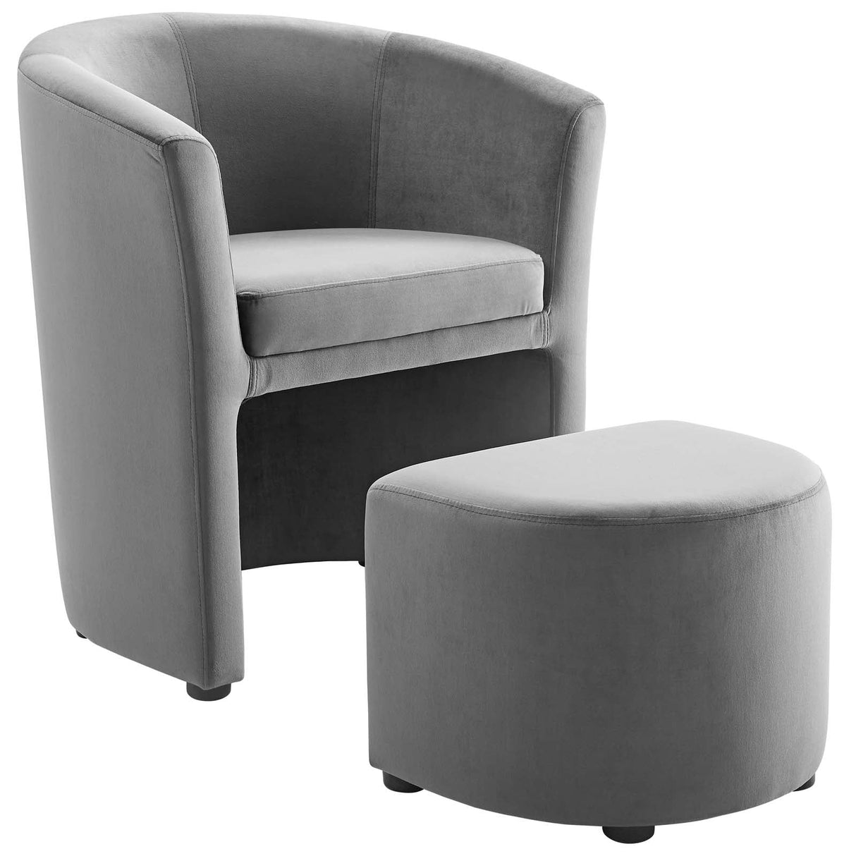 Divulge Performance Velvet Arm Chair and Ottoman Set - Mid-Century Modern & Space-Saving Seating