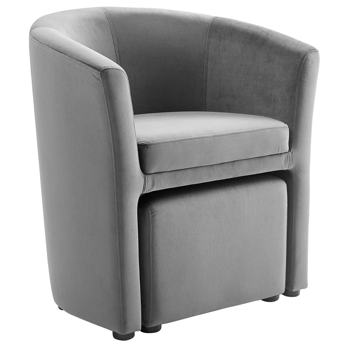 Divulge Performance Velvet Arm Chair and Ottoman Set - Mid-Century Modern & Space-Saving Seating